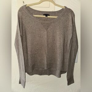 American Eagle Taupe Knit Off The Shoulder Long Sleeve Oversized Sweater Top